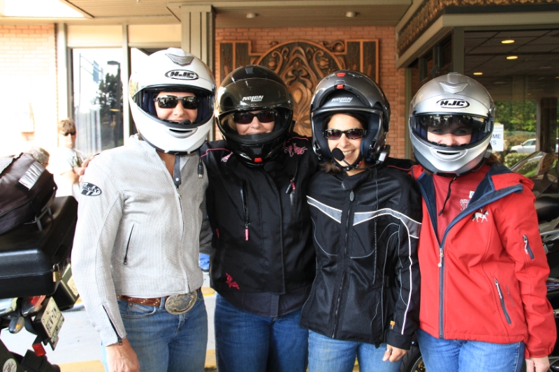 IMG_9866.JPG - THe staff from Ride For Joy ready to go for their motorcycle ride - Kenna, Valerie, Rachael, and Teri