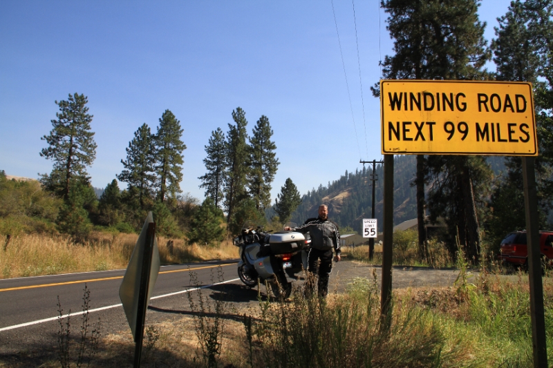 IMG_0698.JPG - On ID 12 heading for the Lolo Pass. That sign is a sure indicator you are on the way to motorcycling nirvana!